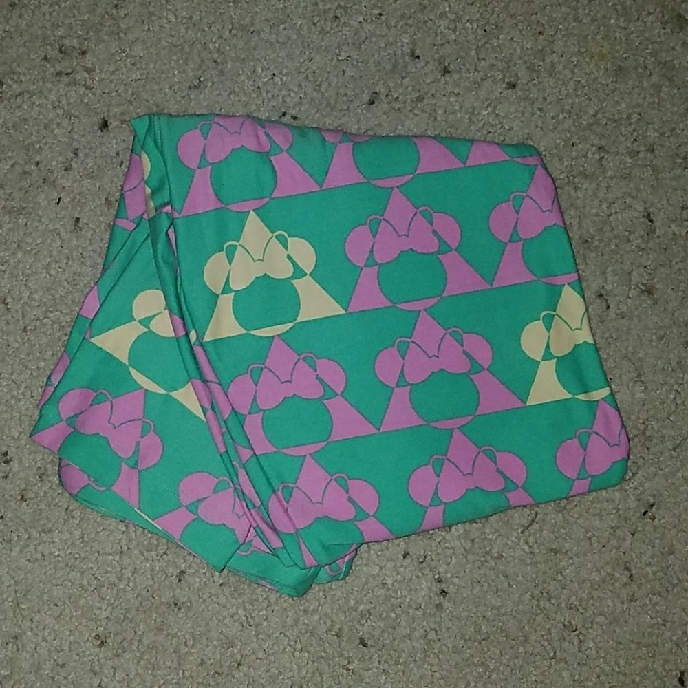 NWOT LuLaRoe OS Minnie leggings - green/pink